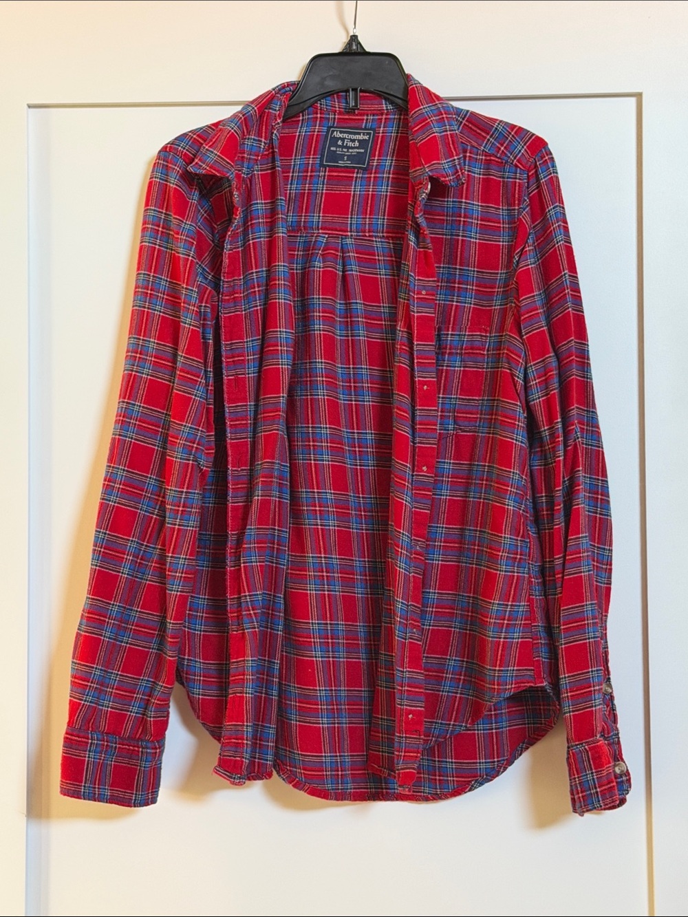 Abercrombie & Fitch Red and Blue Plaid Button-Down Shirt